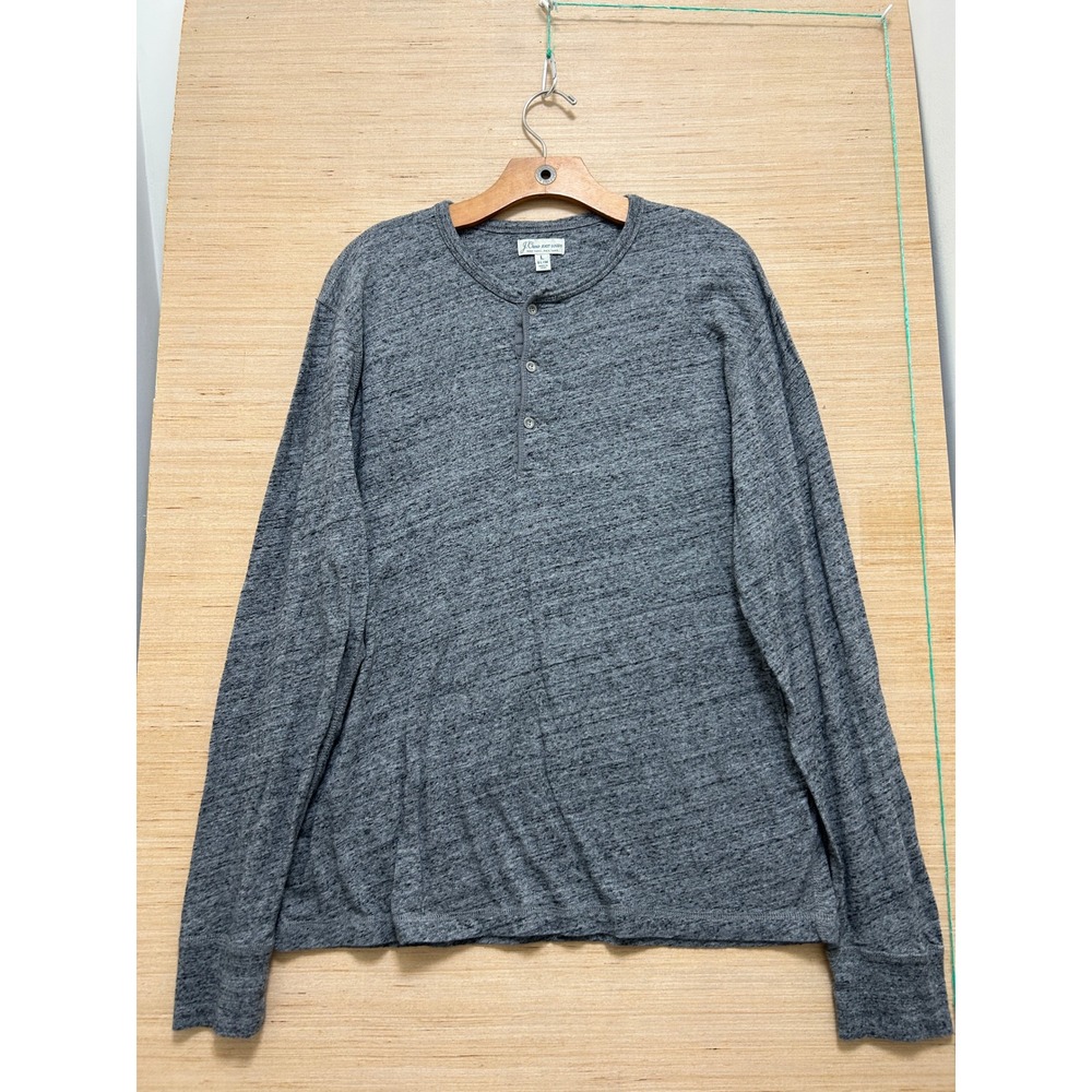 J. Crew Mens Slim Fit Long Sleeve Henley Shirt Grey Marl Size L Knit Goods
